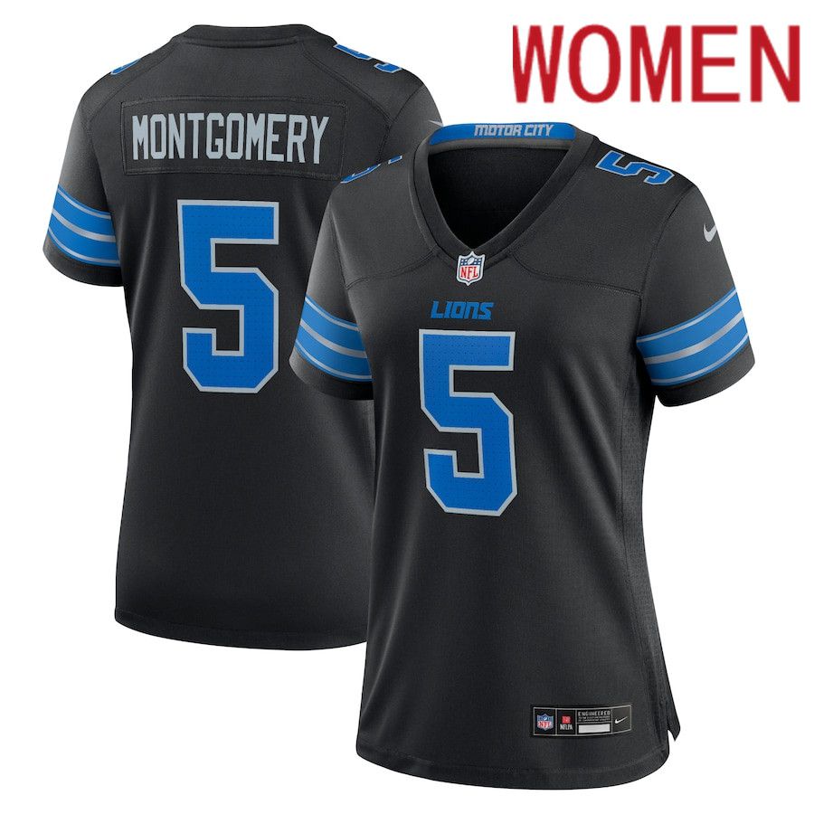 Women Detroit Lions #5 David Montgomery Nike Black 2nd Alternate Game NFL Jersey